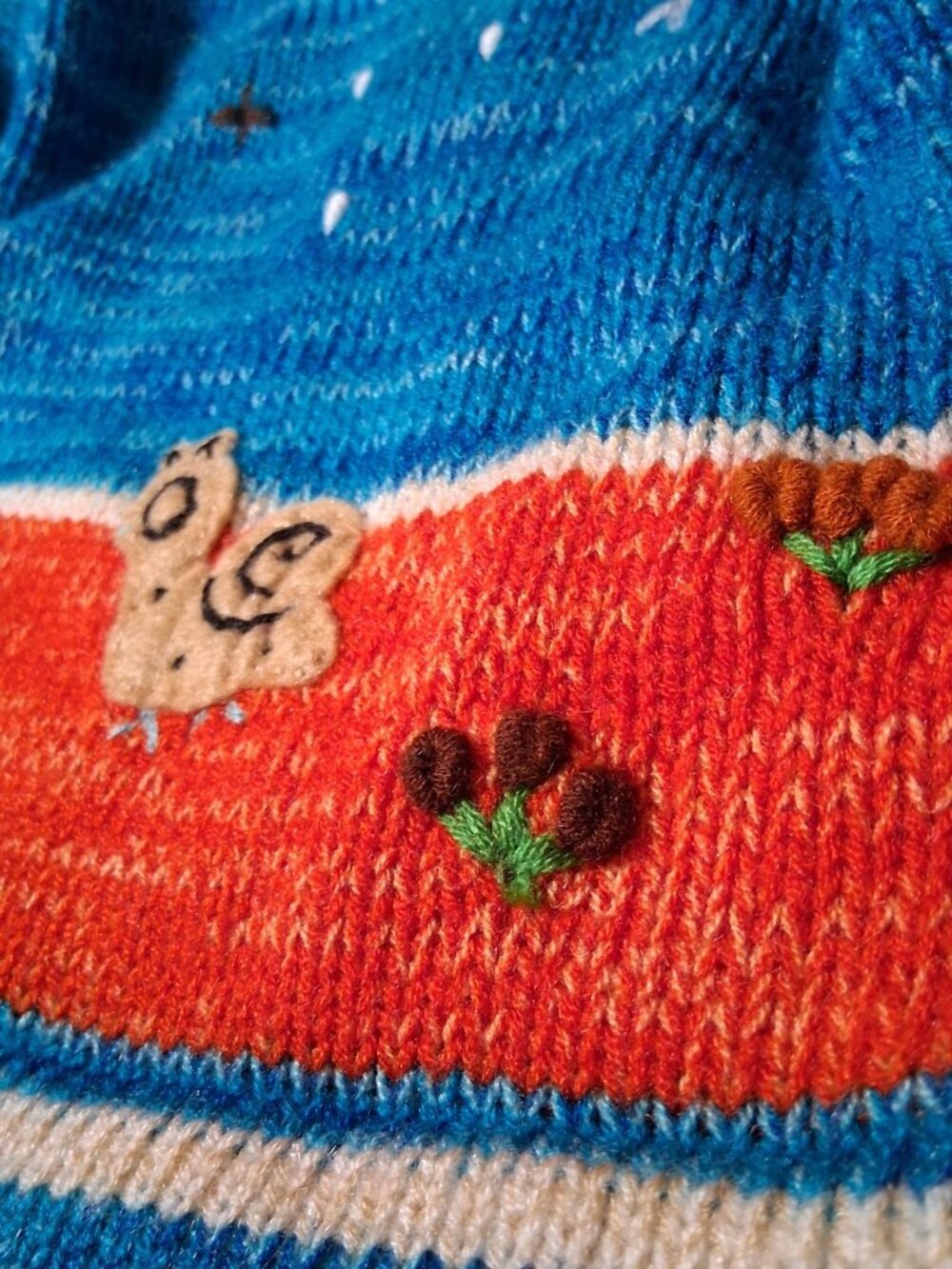 Hand Knit Peruvian Cardigan Sweater Kids Blue Mountain Sheep Sun Snail Zip - Picture 10 of 16